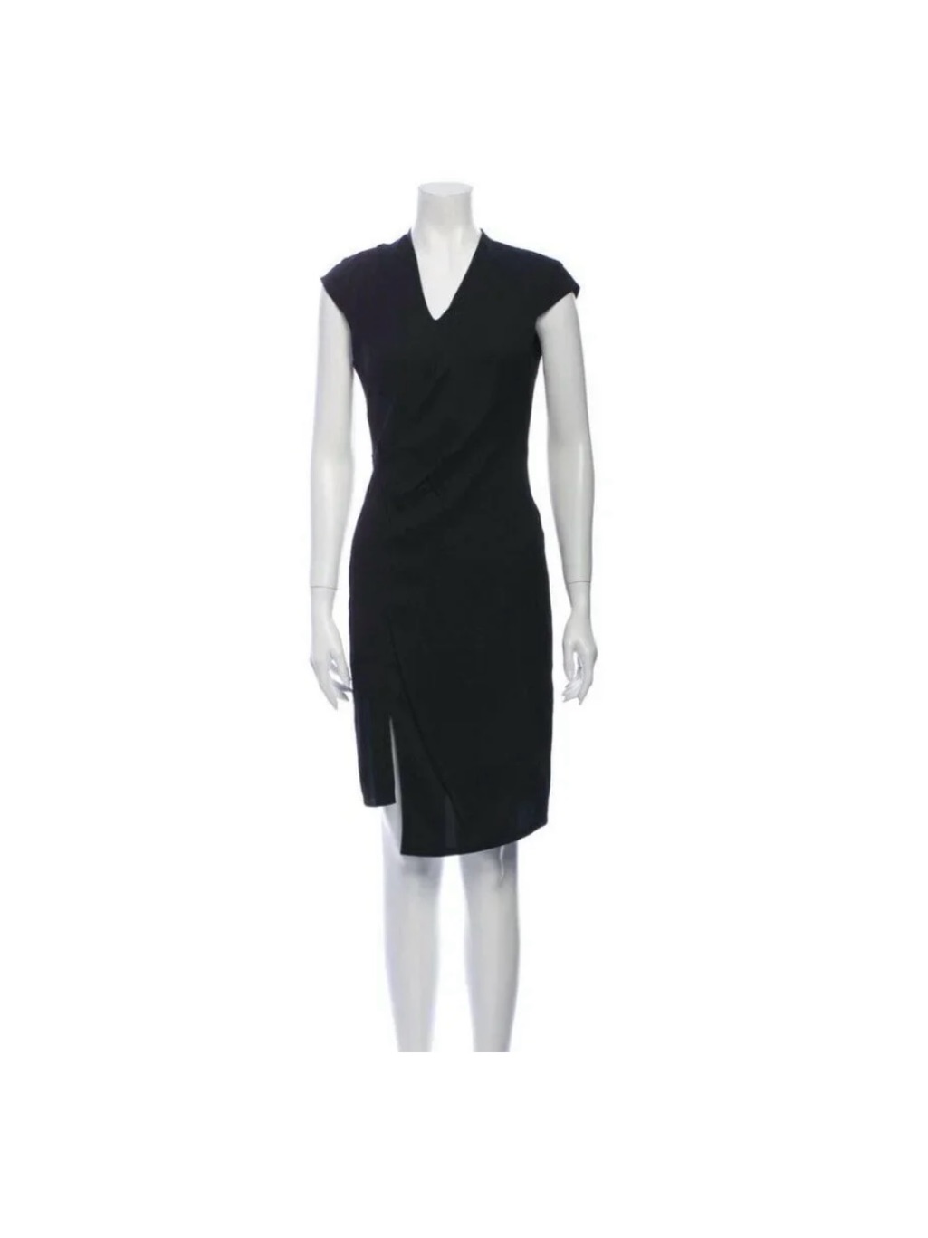 Helmut Lang Black V-Neck Midi Sheath Dress